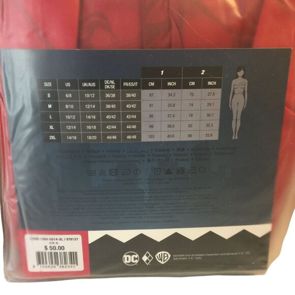 DC Harley Quinn Red Harlequin Jacket with Lace Cuffs Size XL 12/14 Blonde Wig wi - Picture 3 of 3